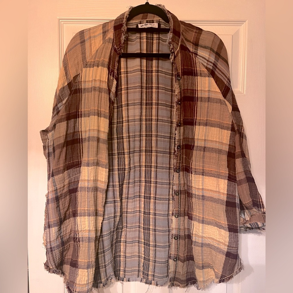 Free People We The Free Summer Daydream Plaid Shirtt Size XS